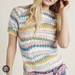 Anthropologie Marbled Fuzzy T-Shirt